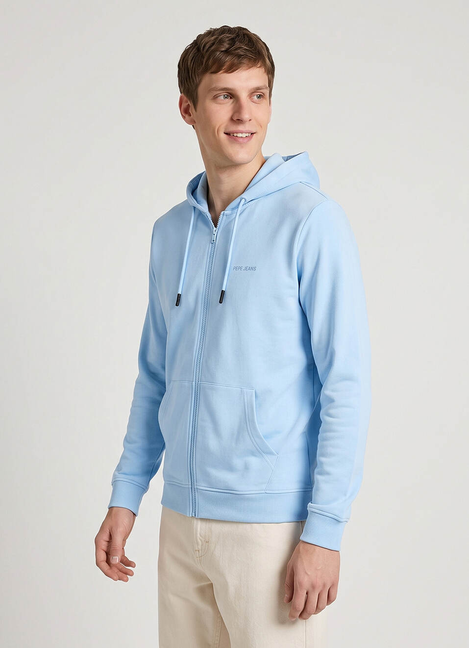 Men Blue Solid Full Sleeve Hoodie, , large image number 3