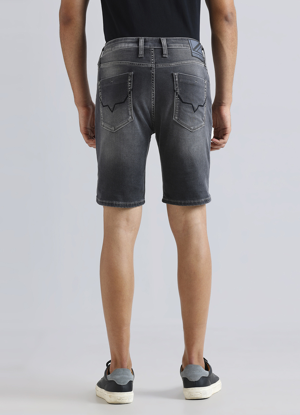 Black Mid Waist Denim Shorts, , large image number 3