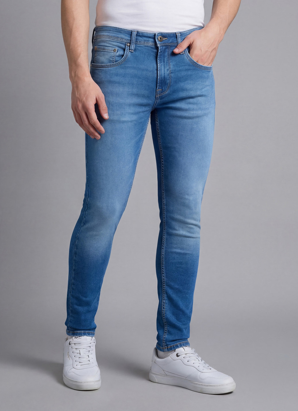 Men Blue Mid Rise Tapered Gymindigo Jogger Like Jeans, , large image number 0