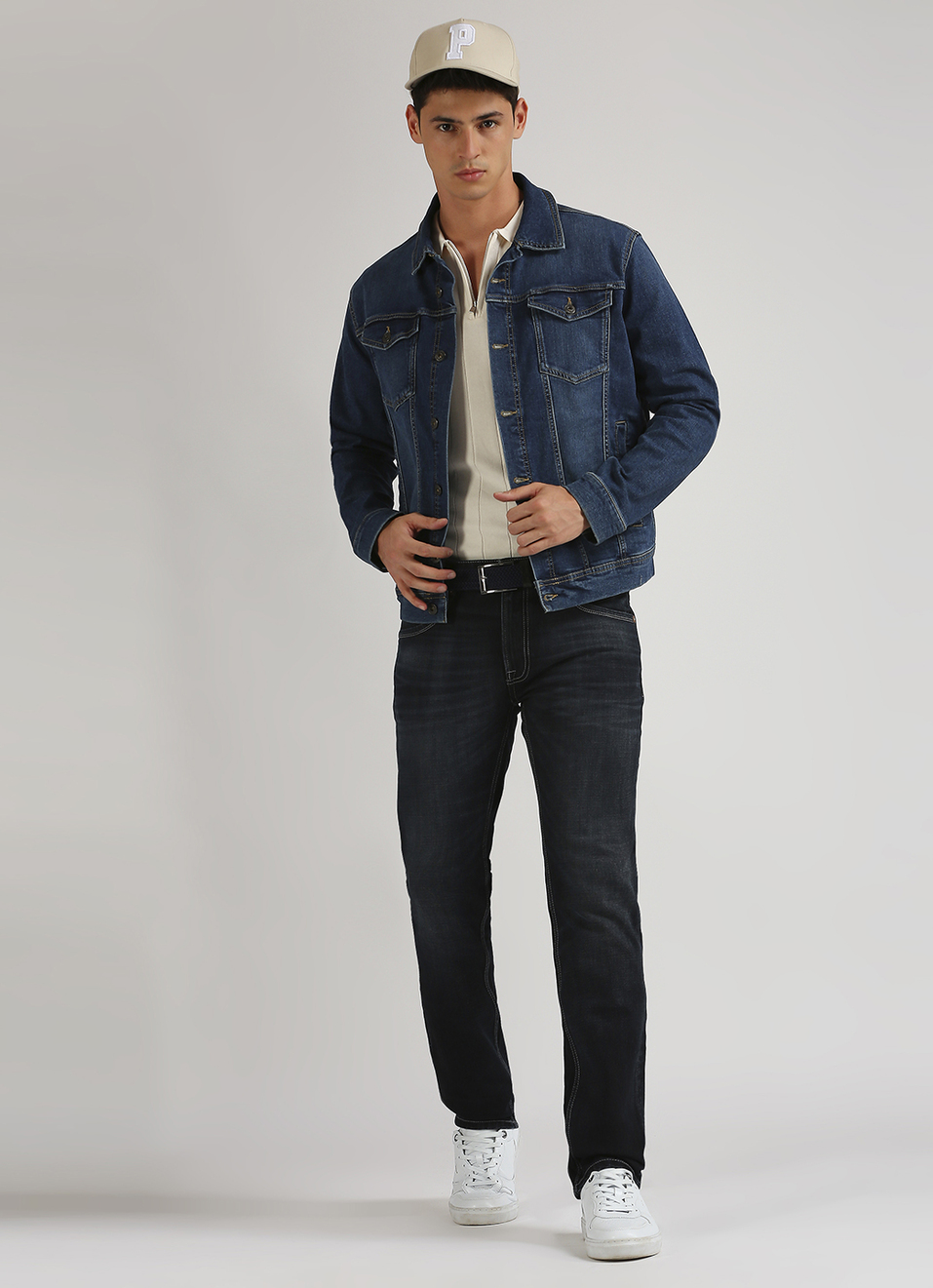 Vapour Dark Blue Mid Rise Slim Fit Jeans, , large image number 1