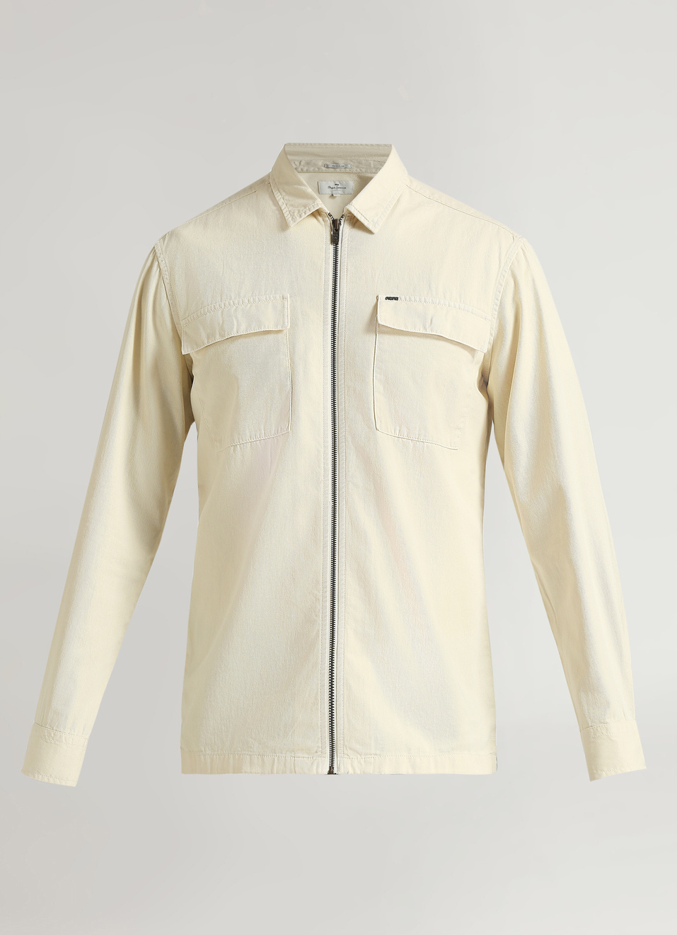 Off White Cargo Pockets Zipper Detail Long Sleeve Shirt, , large image number 6