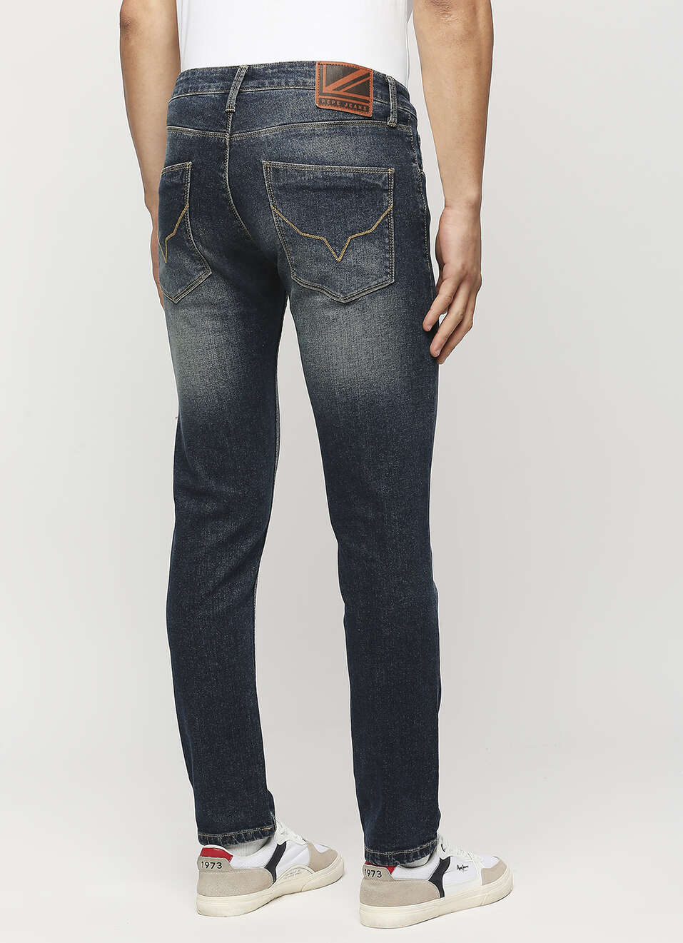 Vapour Dark Blue Low Waist Tapered Jeans, , large image number 3