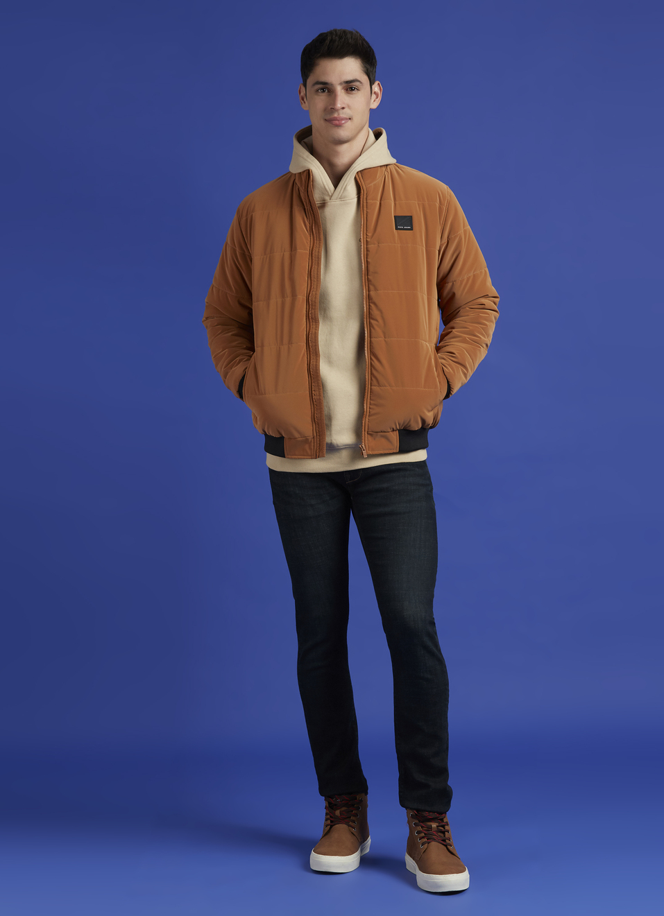 Brown High Neck Full Sleeve Jacket, , large image number 5