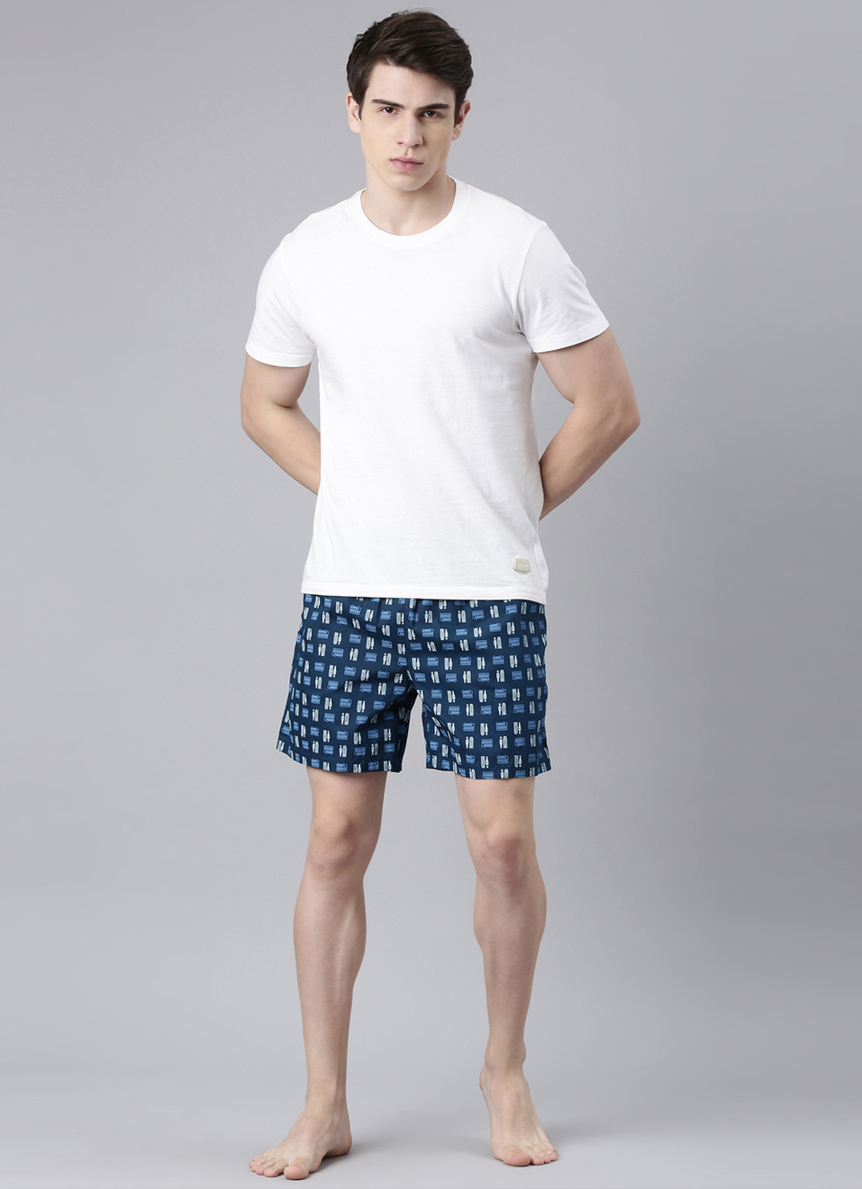 Ice Blue Printed Boxers, , large image number 0