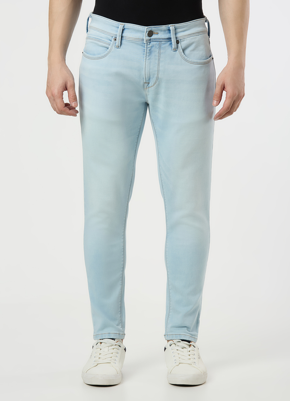 Men Blue Mid Rise Skinny Fit Gymindigo Jeans, , large image number 2
