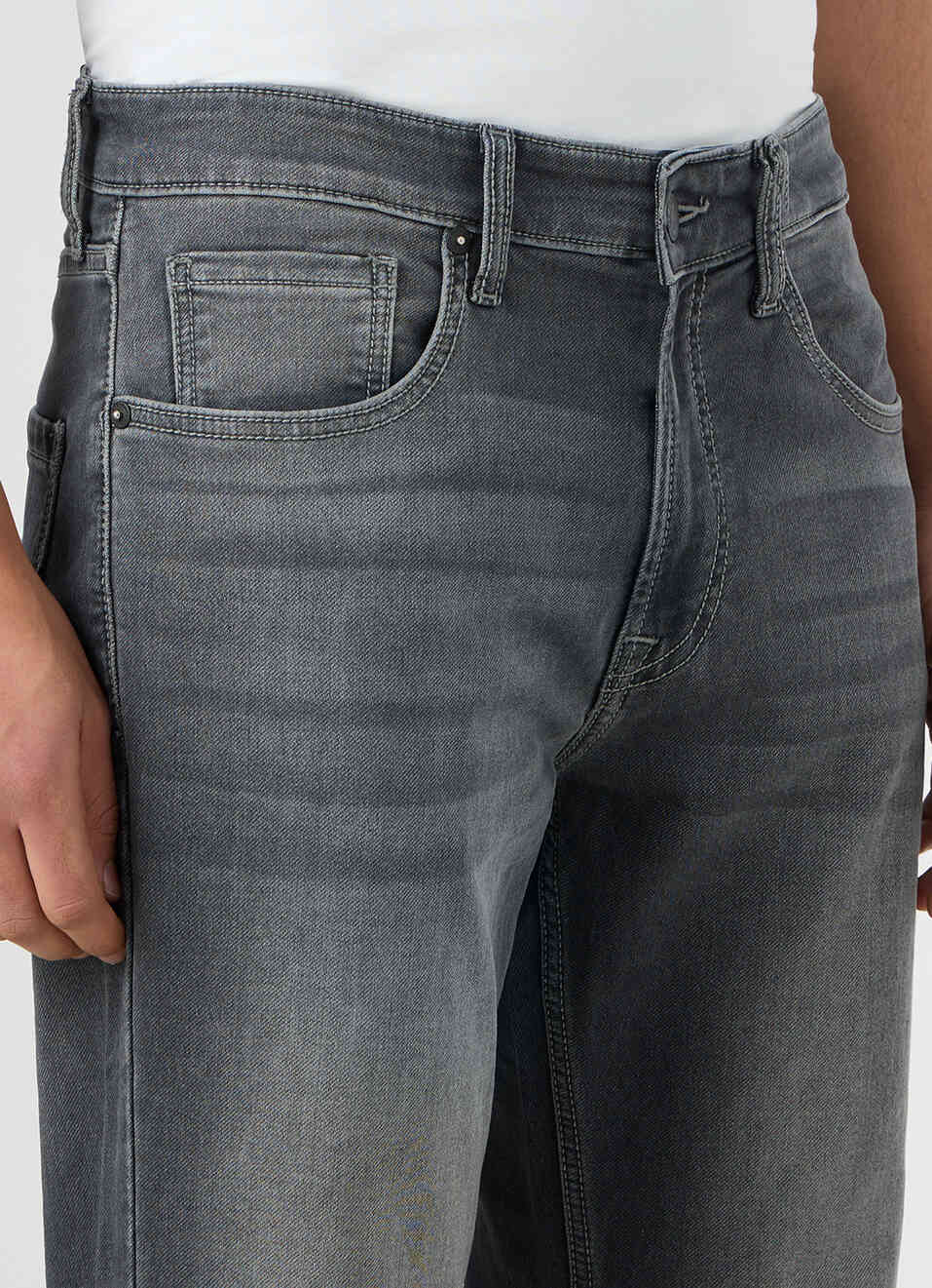 Men Grey Mid Rise Straight Fit Jeans, , large image number 4