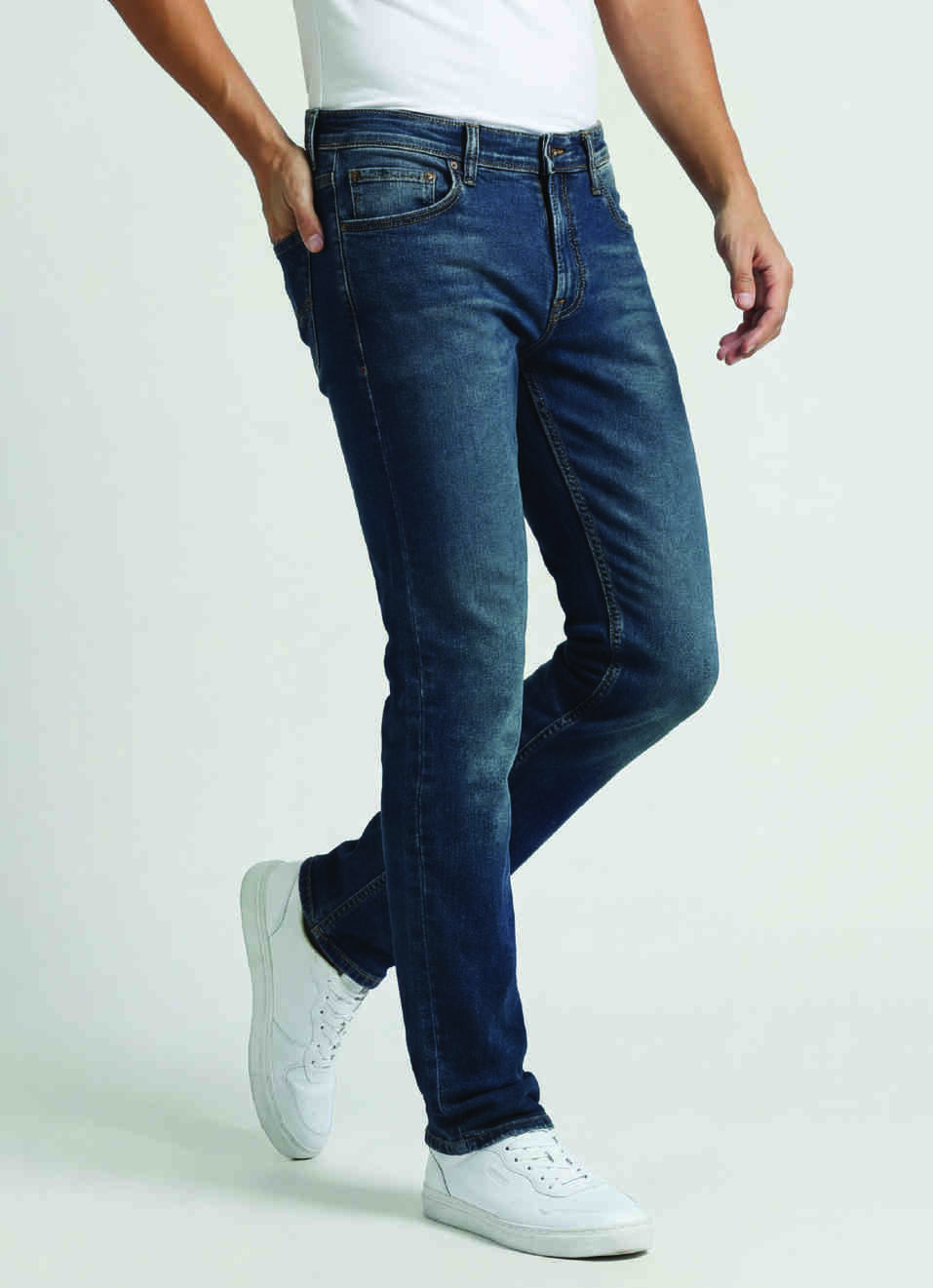 Vapour Dark Blue Mid Rise Slim Fit Jeans, , large image number 0