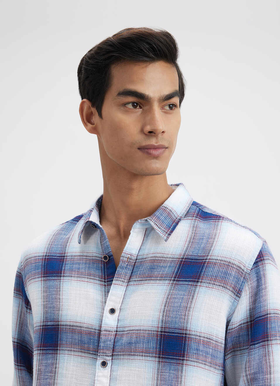 Men Blue Check Full Sleeve Shirt, , large image number 4
