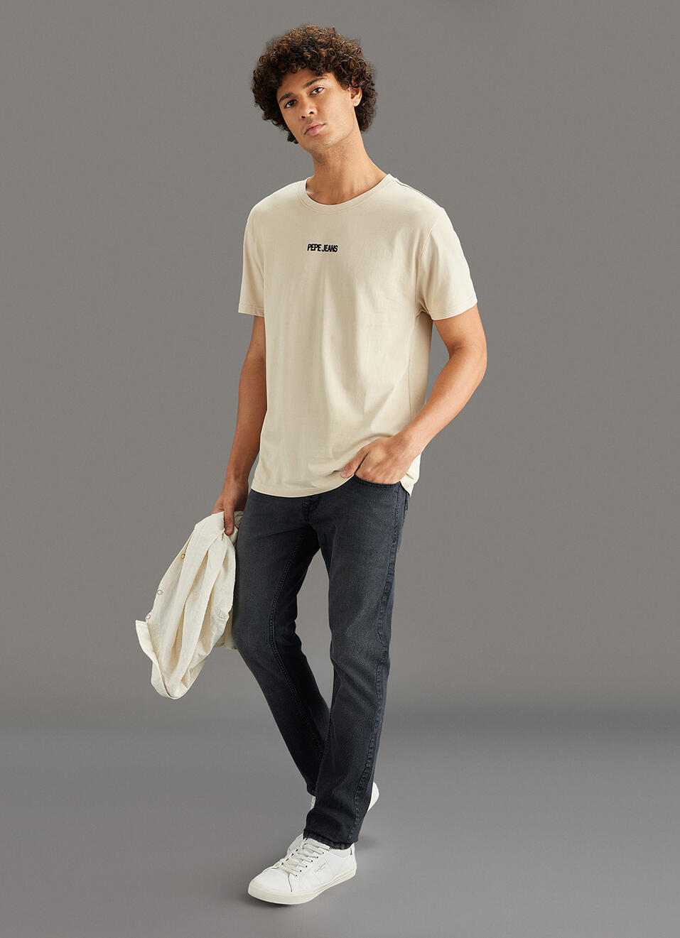 Men Beige Graphic Print Relaxed Fit Crew Neck T-shirt, , large image number 2