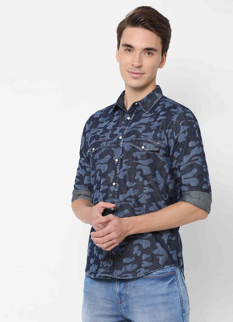 Fennel Printed Denim Shirt, , large image number 2