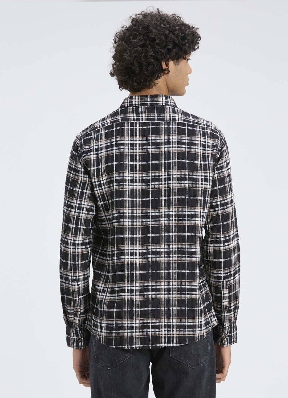 Men Black & White Flannel Check Full Sleeve Shirt, , large image number 2