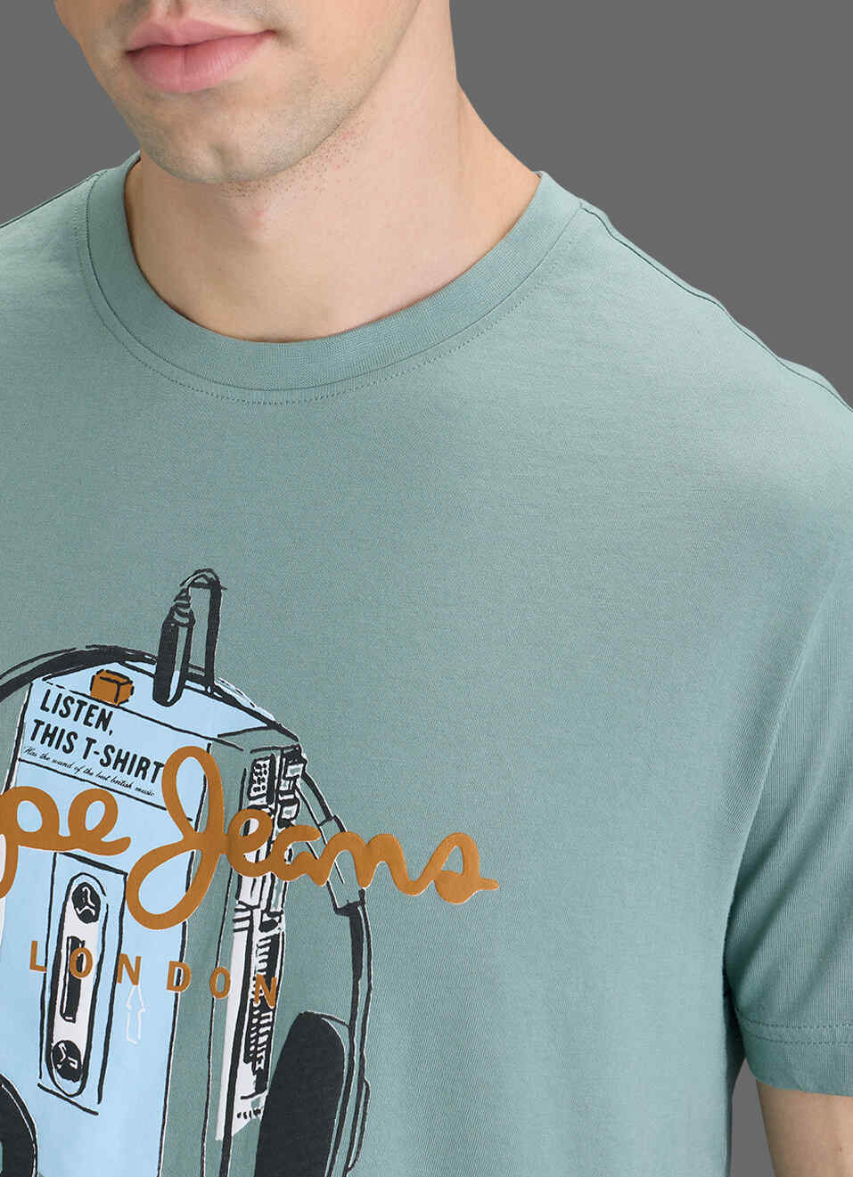 Men Olive Green Slim Printed T-shirt, , large image number 1