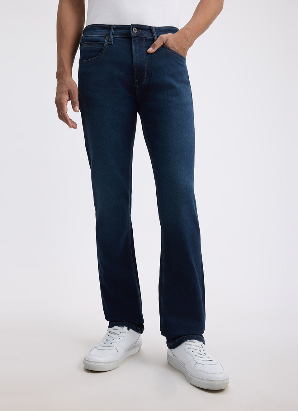 Men Blue Mid Rise Straight Gymindigo Jogger Like Jeans, , large image number 2