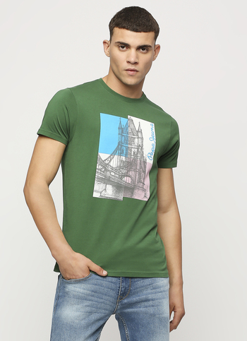 Green Printed Short Sleeve Tee