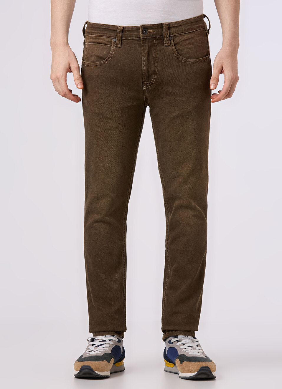 Men Brown Low Rise Slim Fit Stretchable Jeans, , large image number 2
