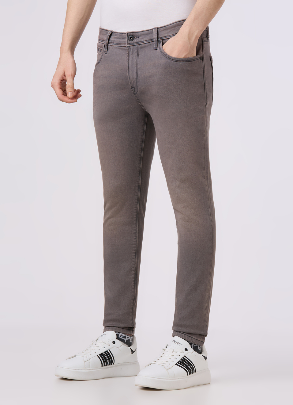 Men Grey Skinny Fit Ankle-length Gymindigo Jeans, , large image number 3