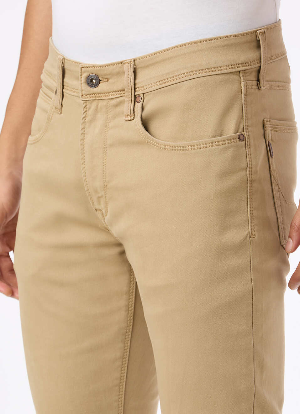 Men Khaki Mid Rise Slim Fit Gymindigo Jeans, , large image number 4