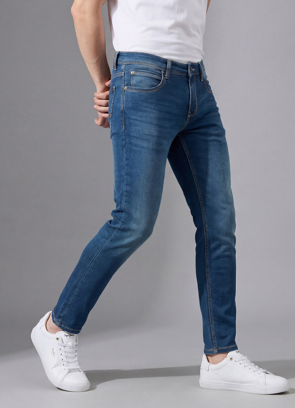 Men Blue Skinny Fit Ankle-length Gymindigo Jeans, , large image number 0