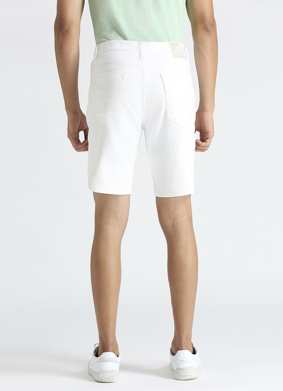 White Mid Waist Denim Shorts, , large image number 3
