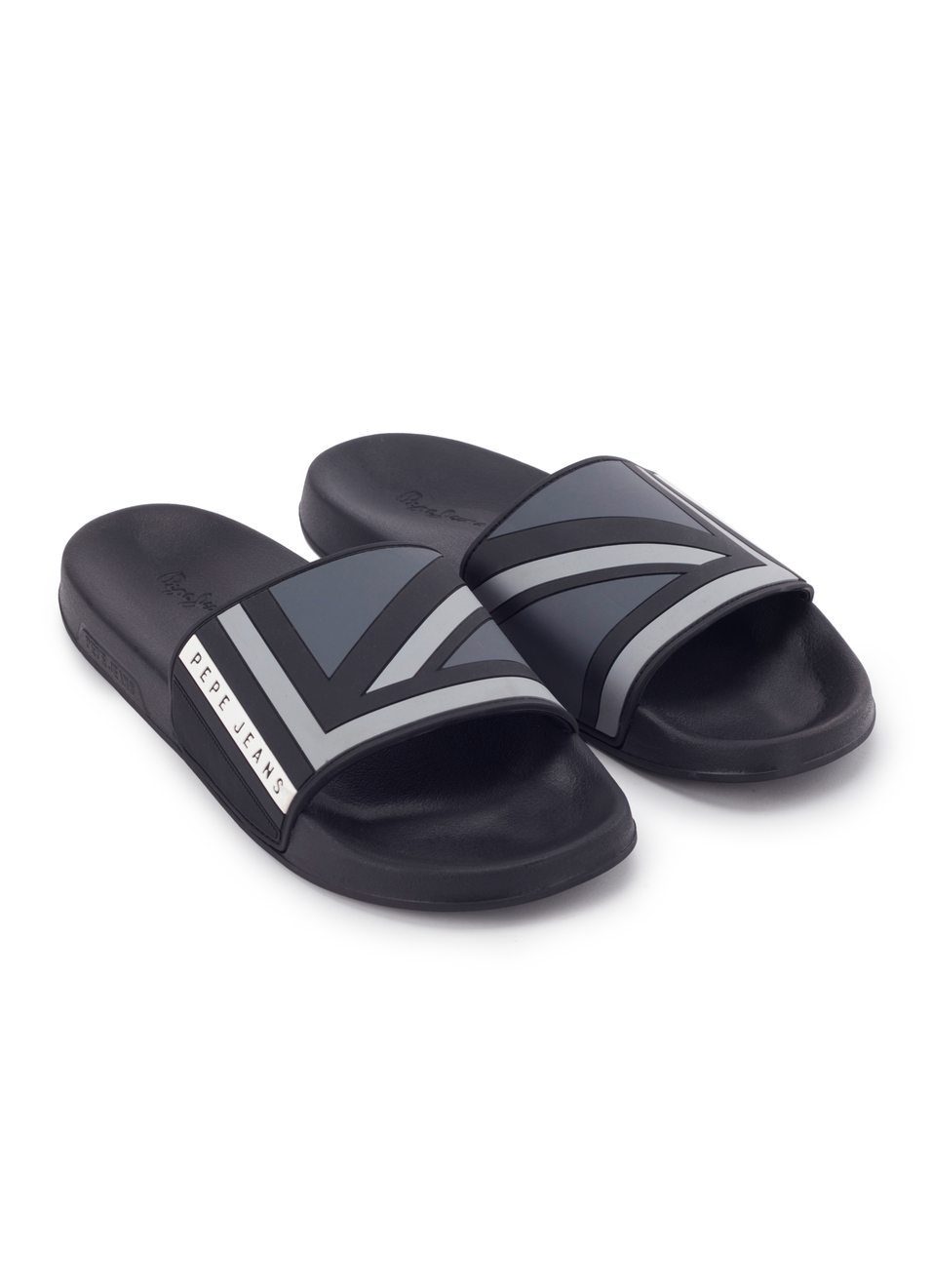 Black Lightweight Graphic Print Beach Slides, , large image number 2