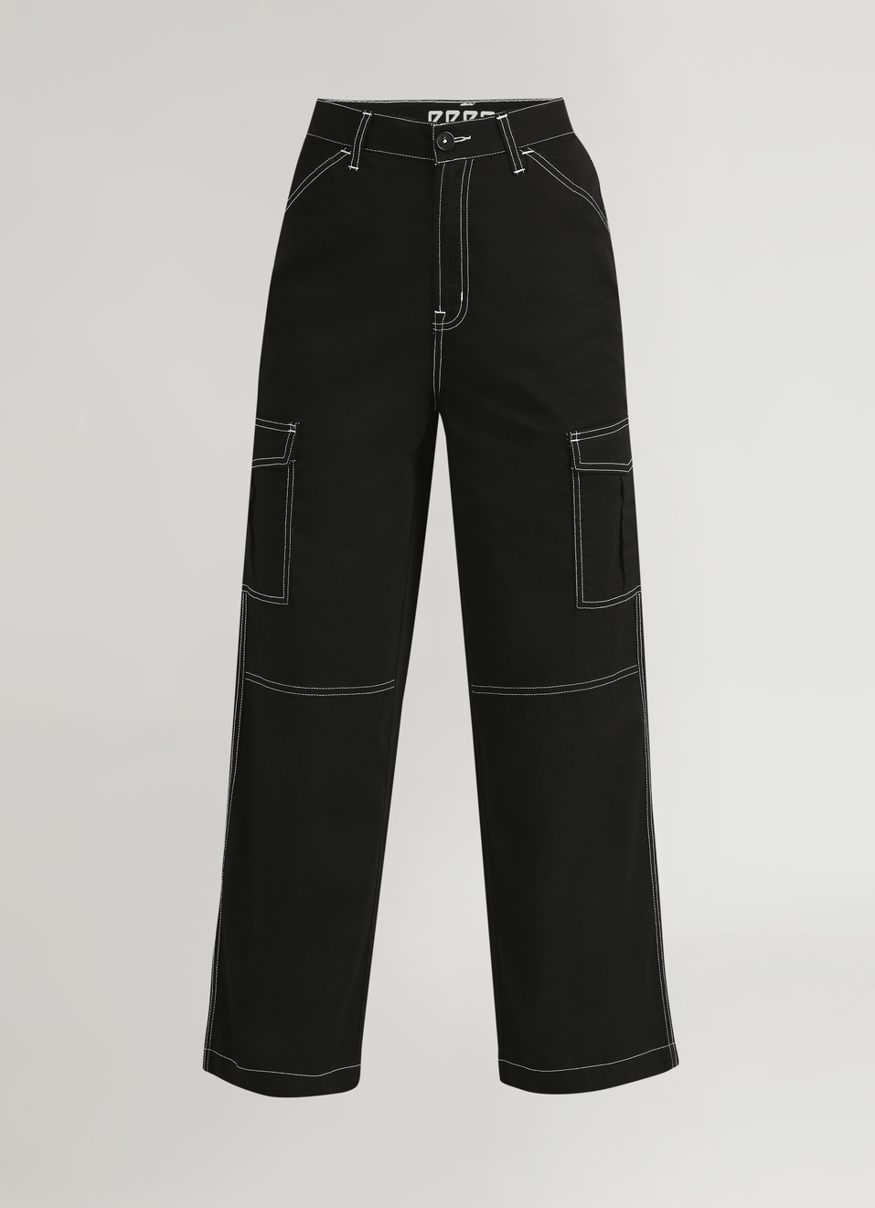 Jet Black High Waist Loose Fit Pants, , large image number 6