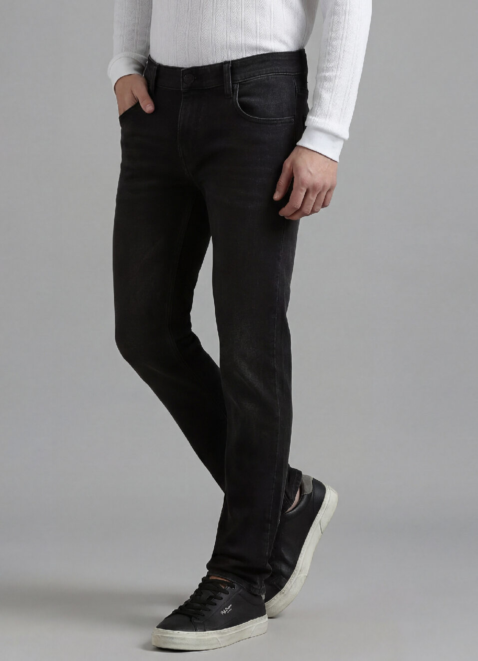 Vapour Black Mid Rise Slim Jeans, , large image number 0
