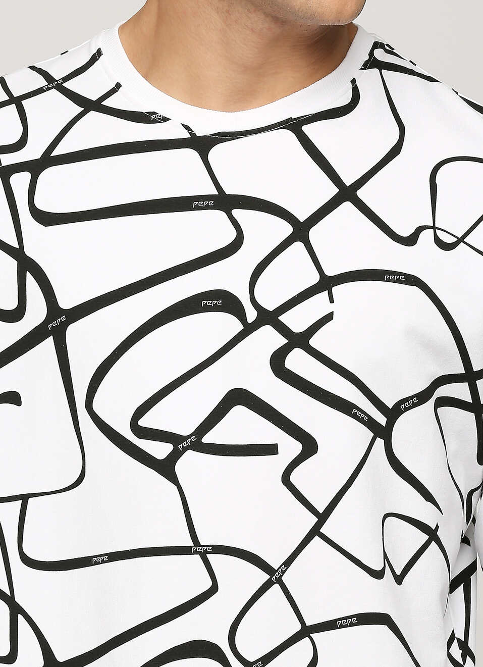 White All Over Printed Long Sleeve Stretch Sweatshirt, , large image number 4