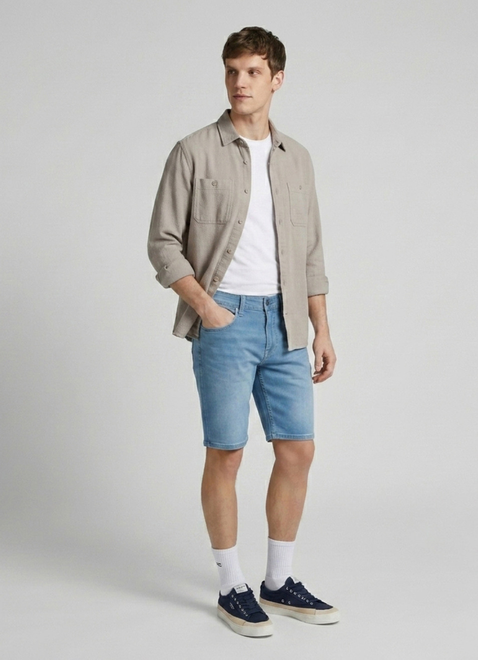 Men Blue Slim Fit Mid Rise Stretchable Denim Shorts, , large image number 1