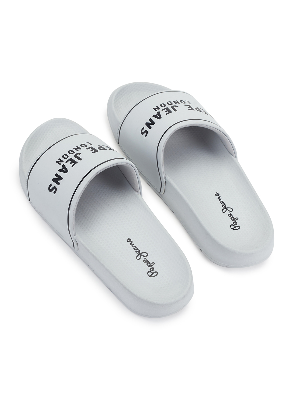 Men Grey Logo Print Anti Skid Sliders, , large image number 3