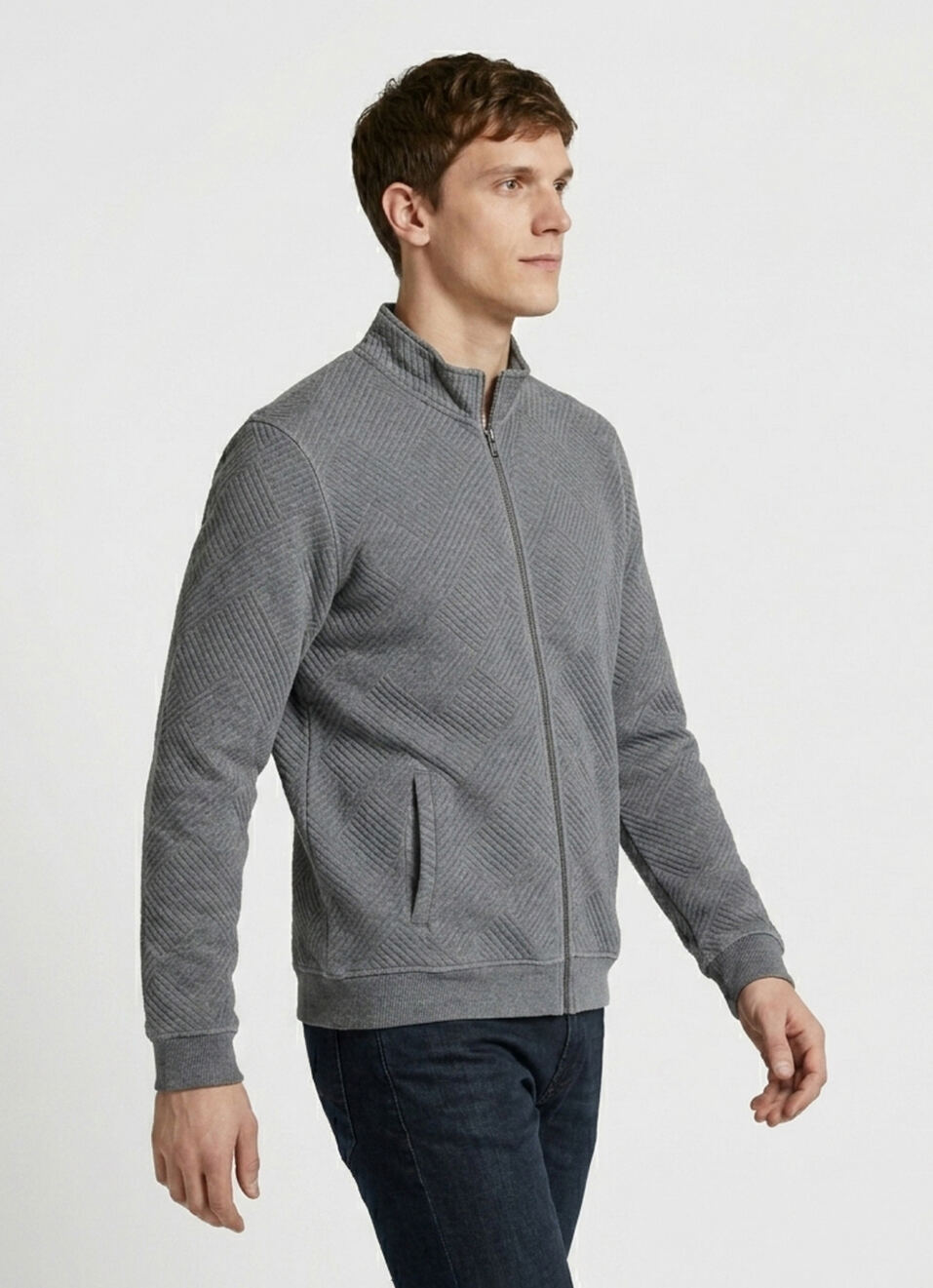 Men Grey Solid Full Sleeve Sweatshirt, , large image number 3