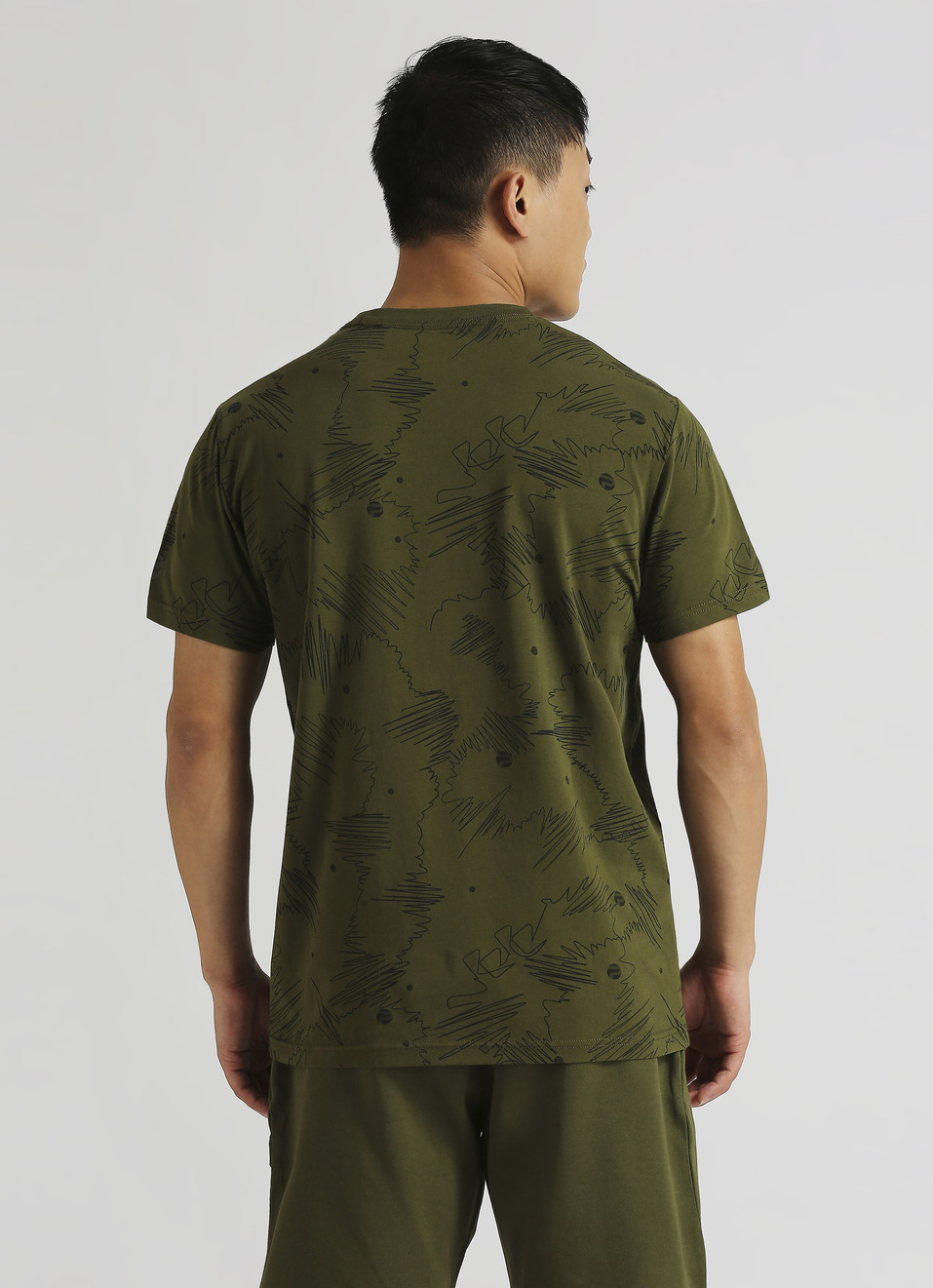 Olive Water Base Print Short Sleeve T-shirt, , large image number 2