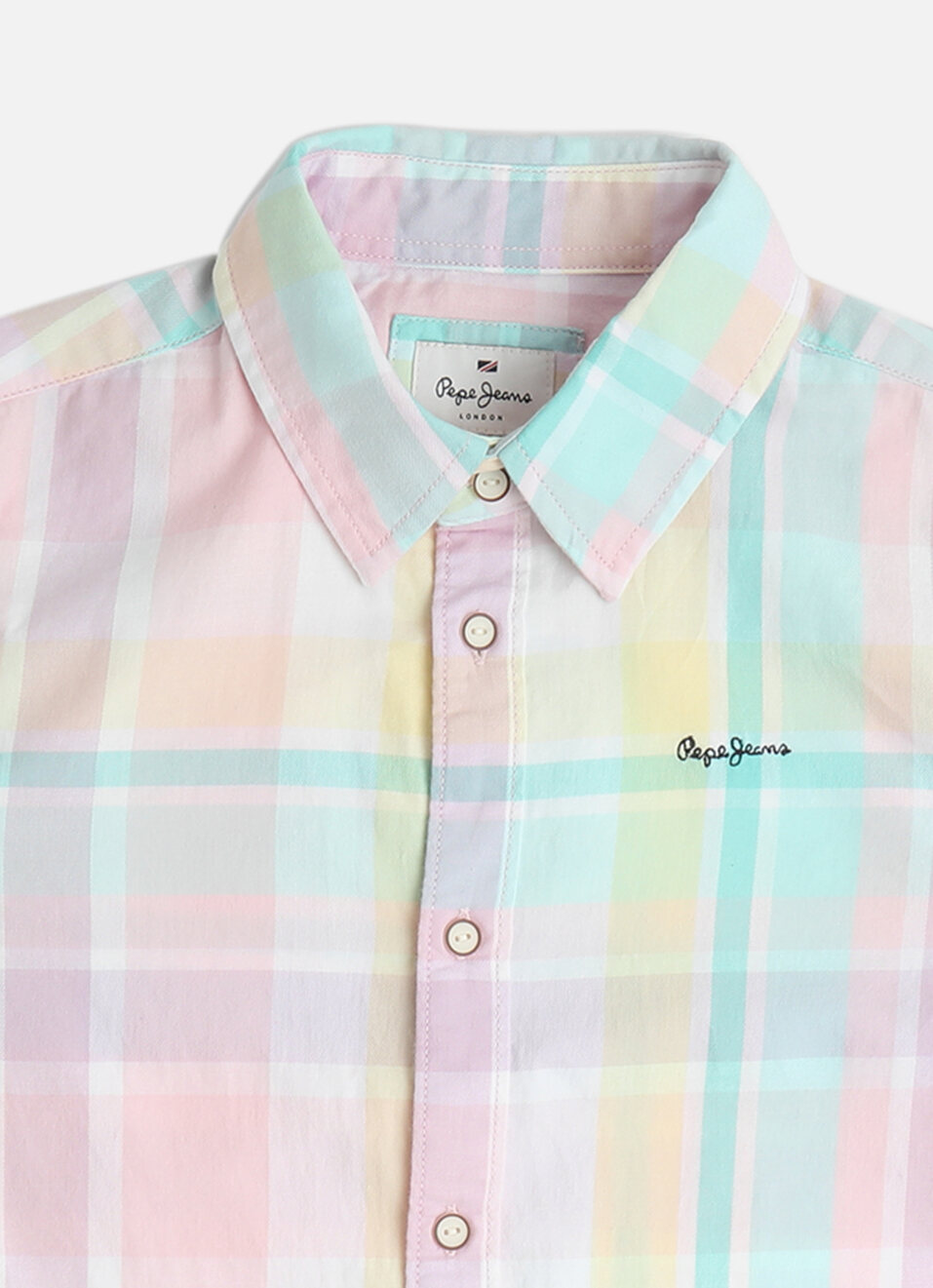 Boys Pink Twill Checks Yarn Dyed Long Sleeve Shirt, , large image number 2