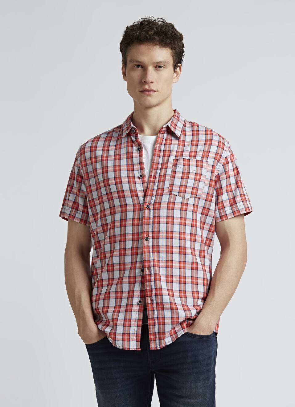 Orange Checks Short Sleeve Shirt, , large image number 0