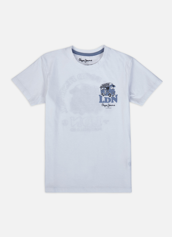 Boys White Back Print Short Sleeve T-shirt