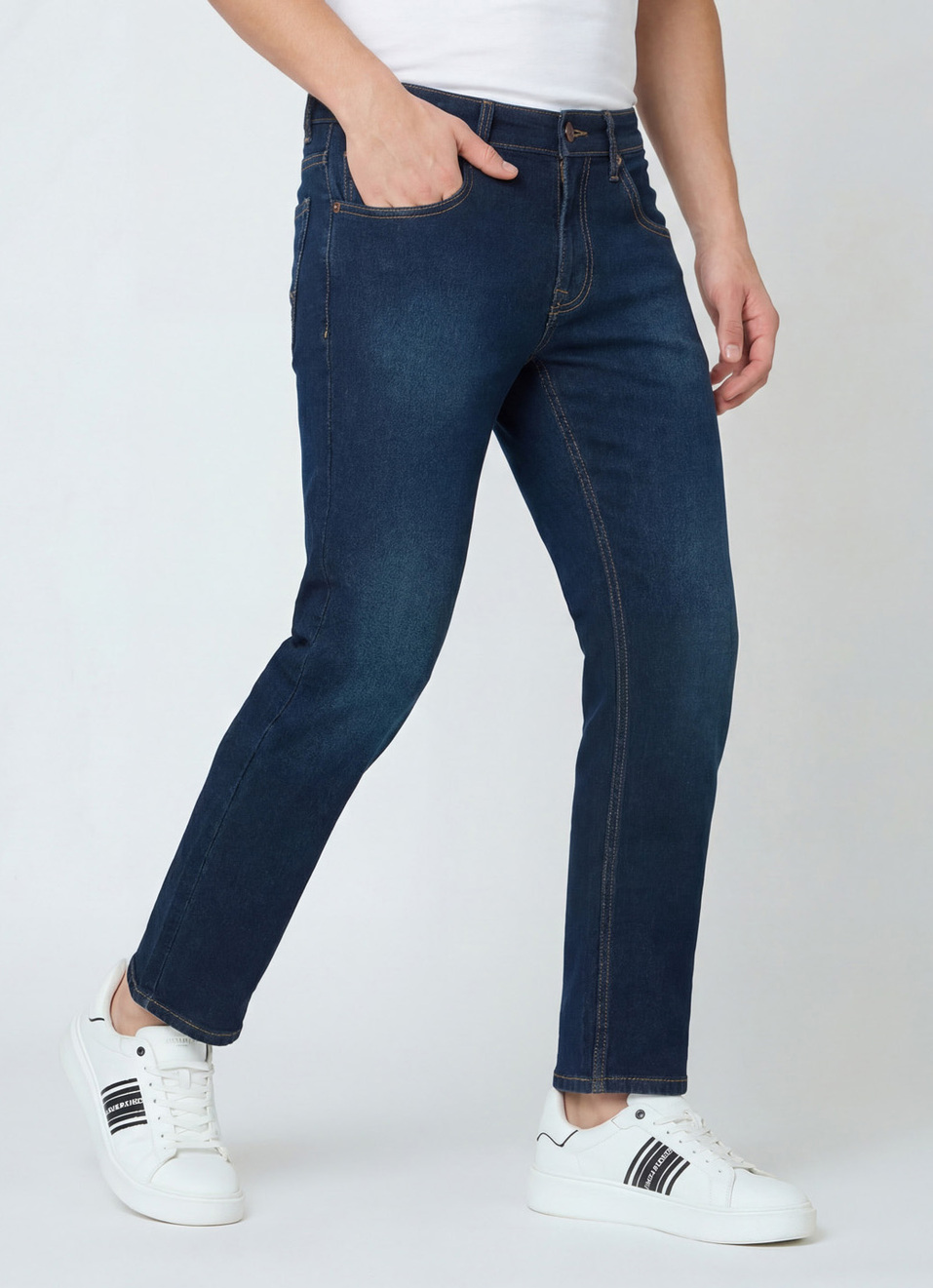 Men Blue Mid Rise Slim Fit Jeans, , large image number 0
