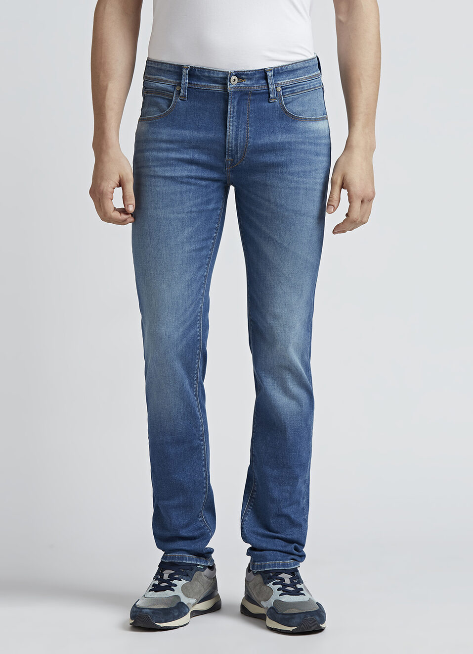 Vapour Blue Mid Rise Powerflex Jeans, , large image number 2