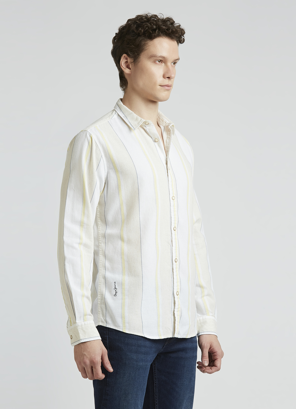 Beige Stripes Full Sleeve Shirt, , large image number 3