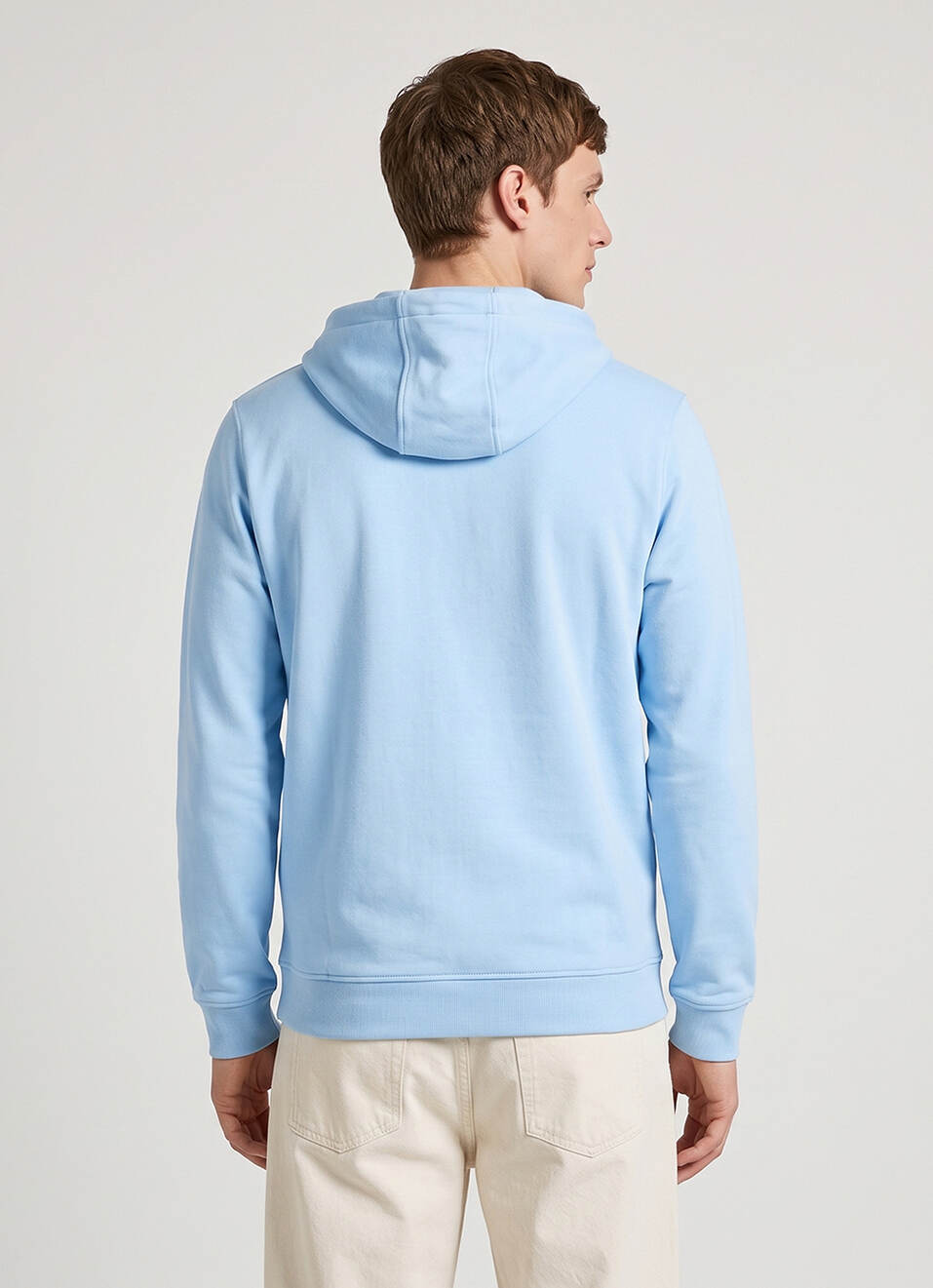 Men Blue Solid Full Sleeve Hoodie, , large image number 2