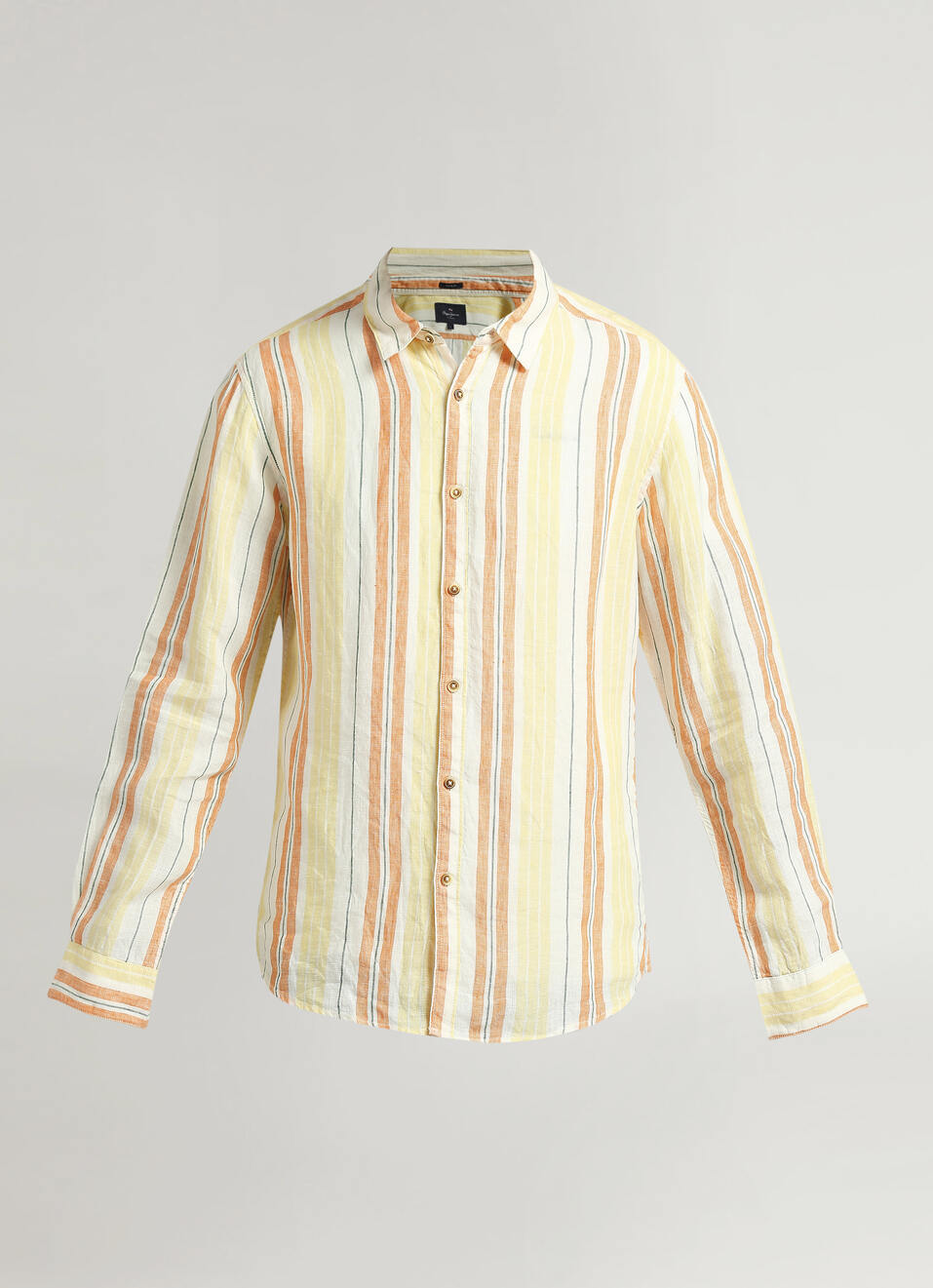 Yellow Stripes Pure Linen Summer Long Sleeve Shirt , , large image number 6