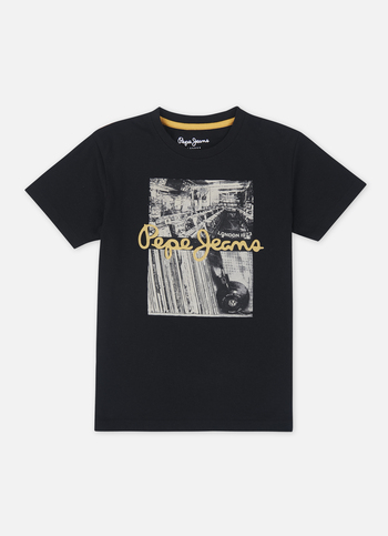 Boys Black Graphic Print Short Sleeve T-shirt