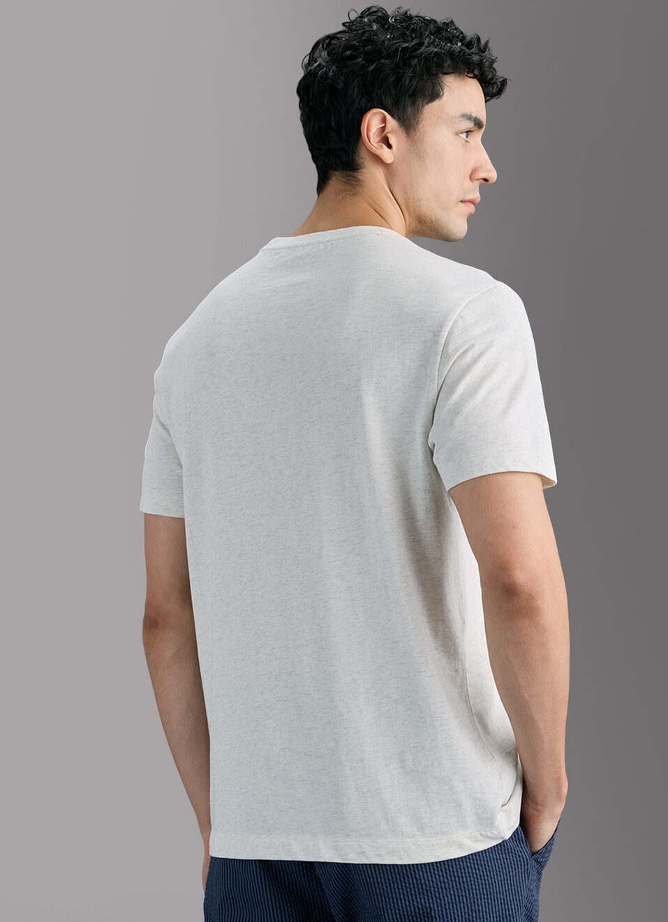 Men Ecru White Slim Printed T-shirt, , large image number 6
