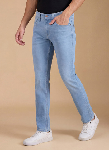 Men Light Blue Mid Rise Slim Fit Jeans