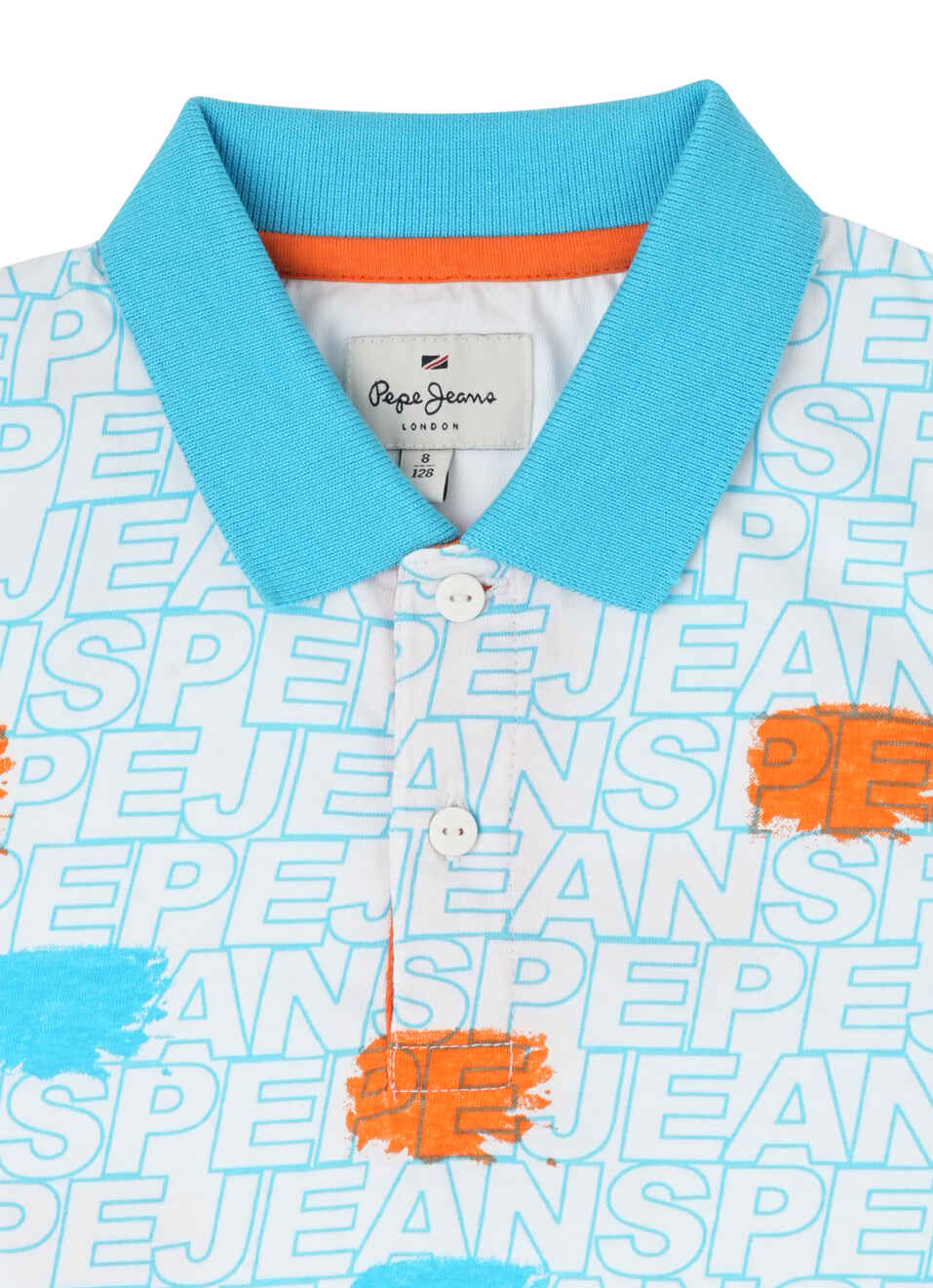 Boys Blue Typographic Print Short Sleeve Polo, , large image number 2