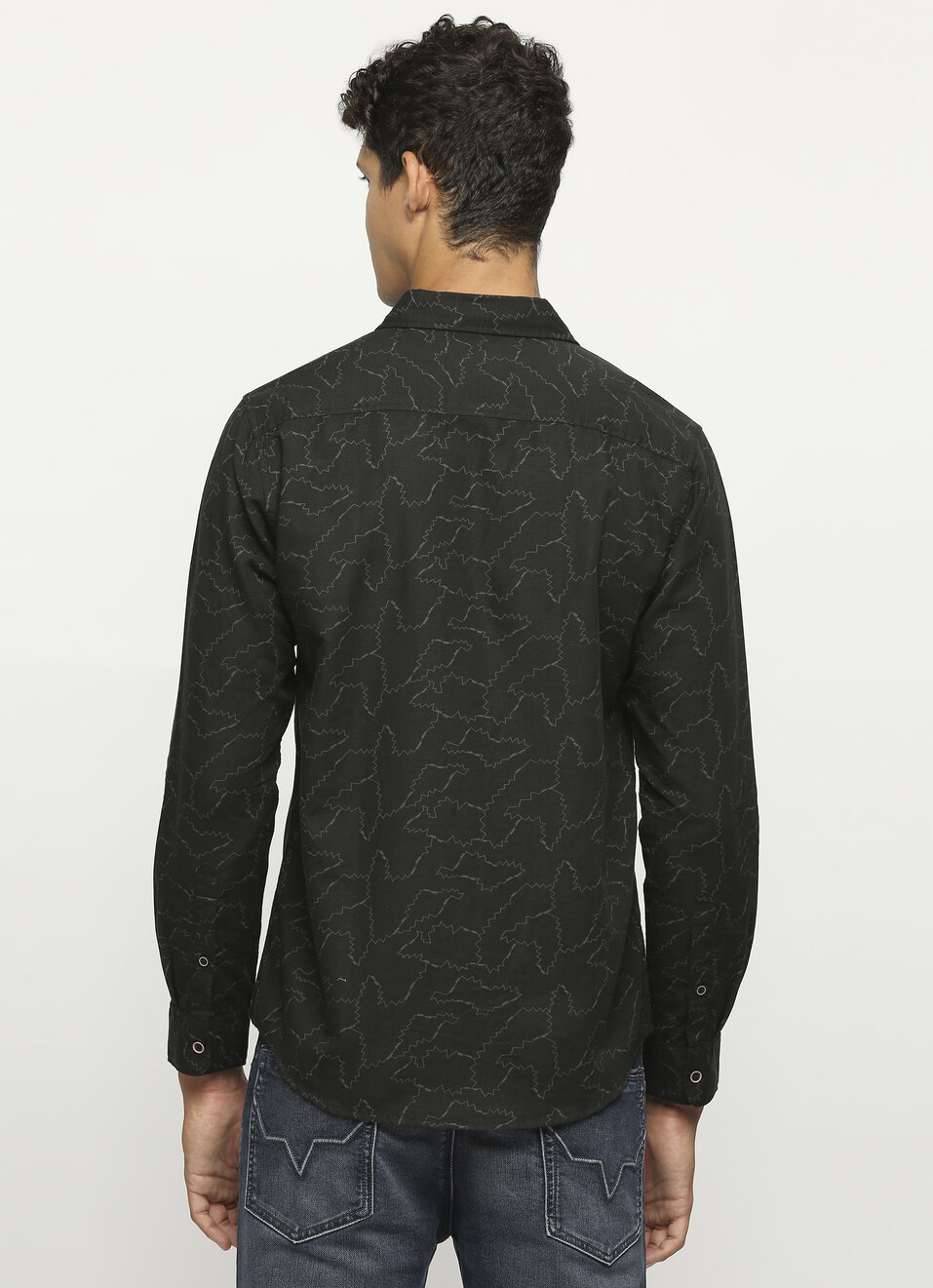 Black Printed Long Sleeve Shirt, , large image number 2