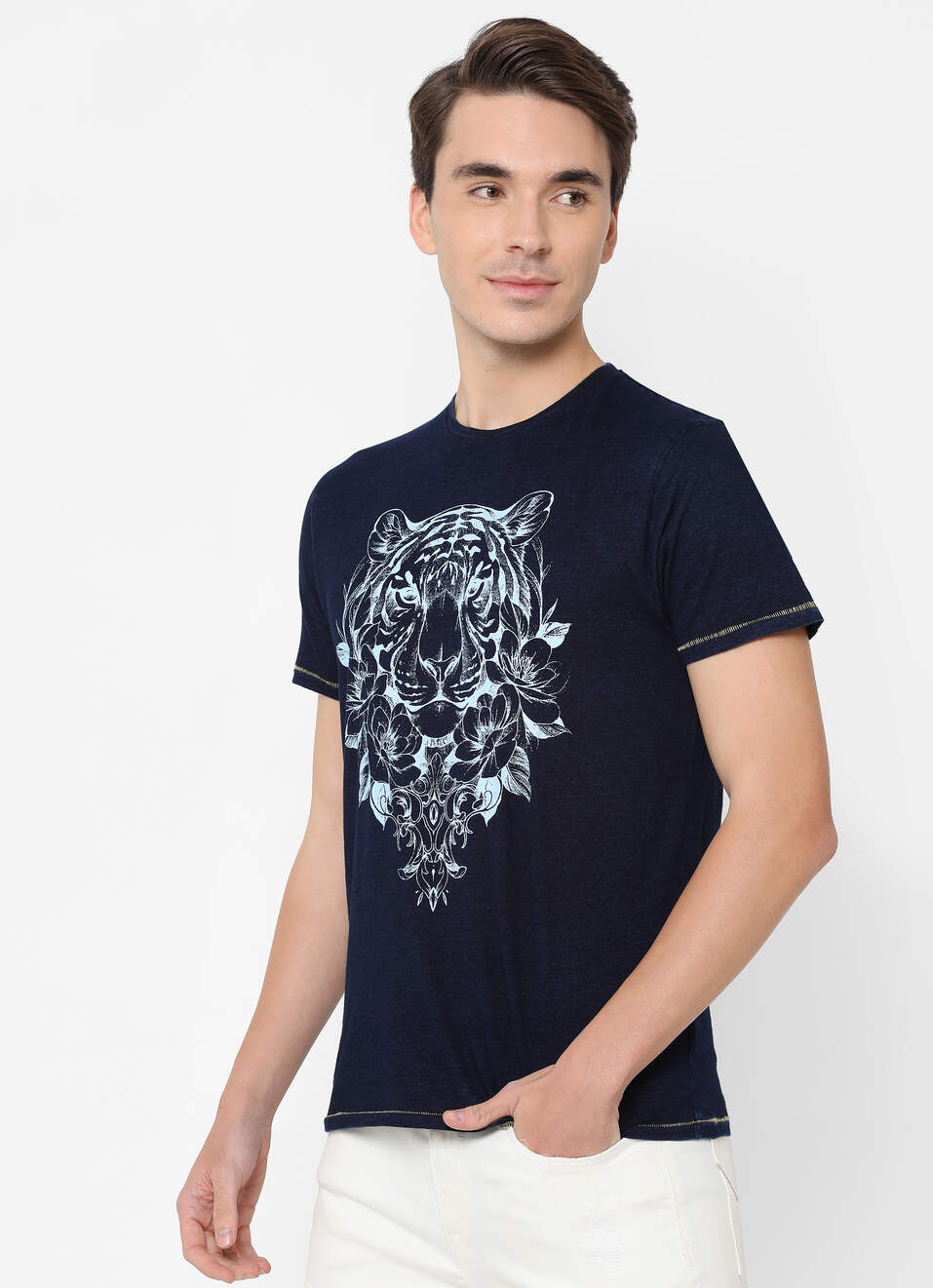 Jayden Graphic Printed Indigo Tshirt, , large image number 2