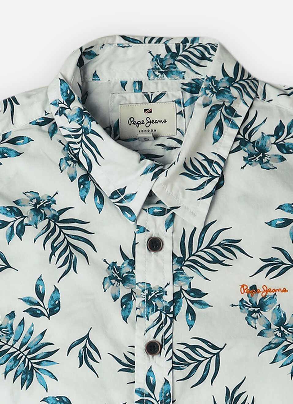 Boys White Tropical Print Resort Collar Short Sleeve Shirt, , large image number 2