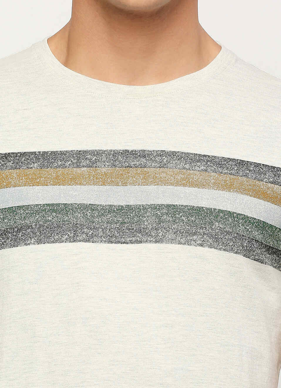 White Striped Short Sleeve T-shirt, , large image number 4