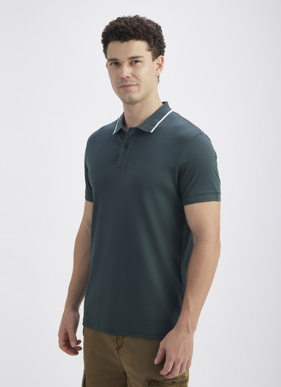 Men Green  Mercerised Short Sleeve Polo, , large image number 3