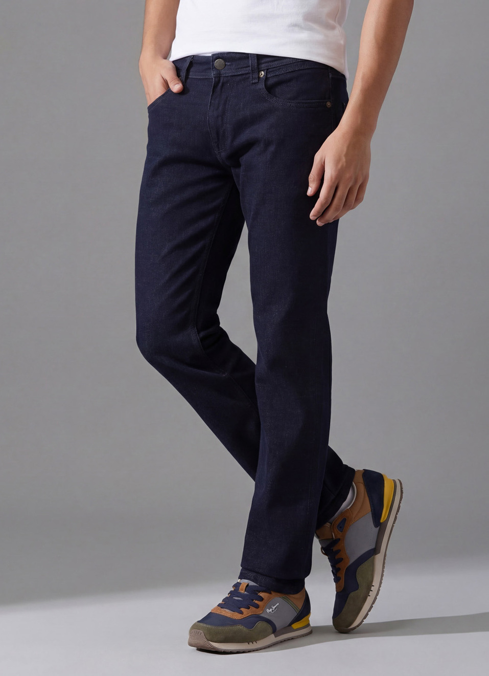 Men Blue Mid Rise Straight Fit Stretchable Jeans, , large image number 0