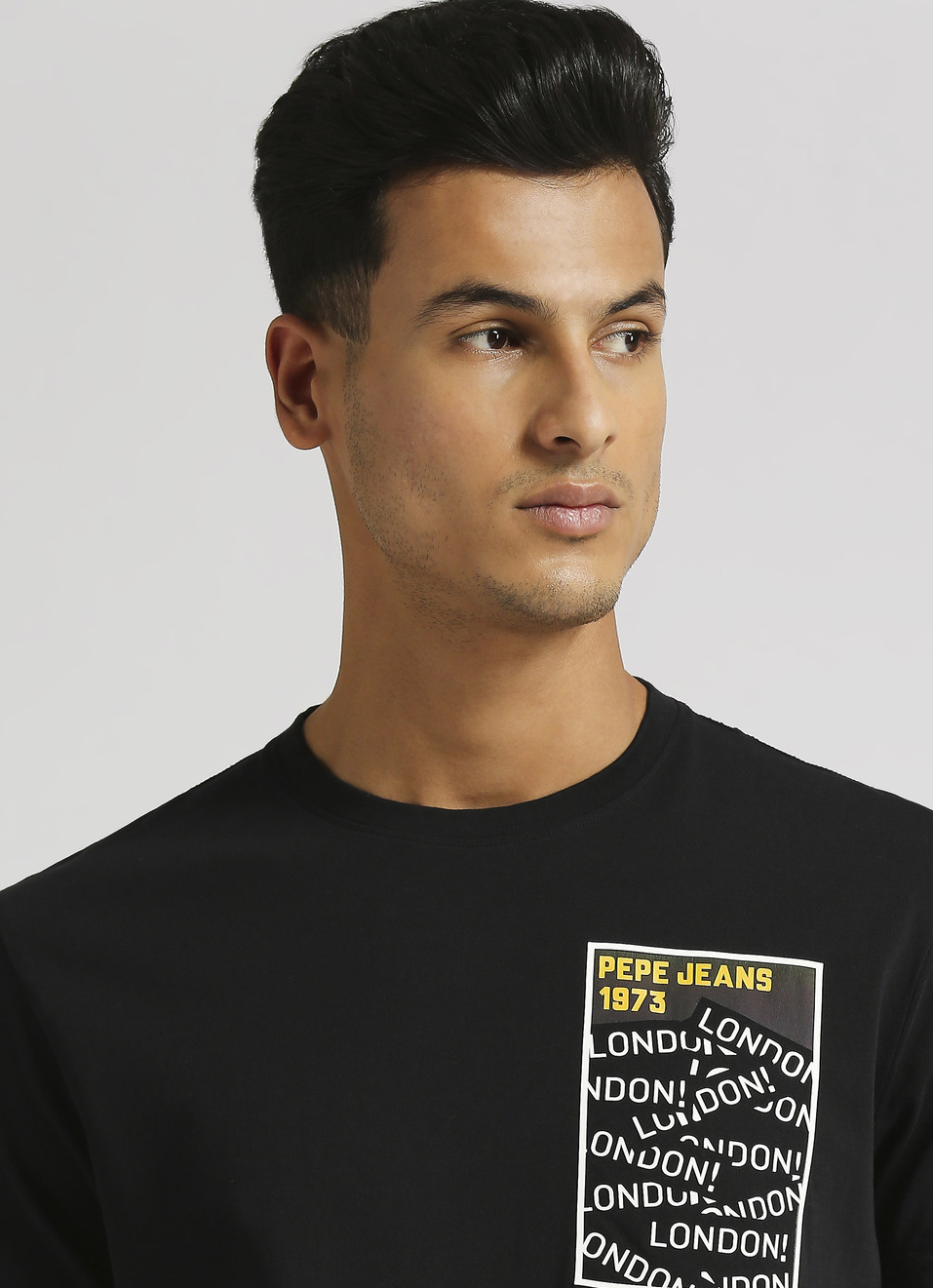 Black Brand Print Short Sleeve T-shirt, , large image number 4